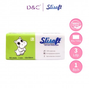 Giấy ăn gói 300 tờ Slisoft Doctor Care, khăn giấy khô Trắng tự nhiên từ bột cây Giang an toàn không tẩy trắng